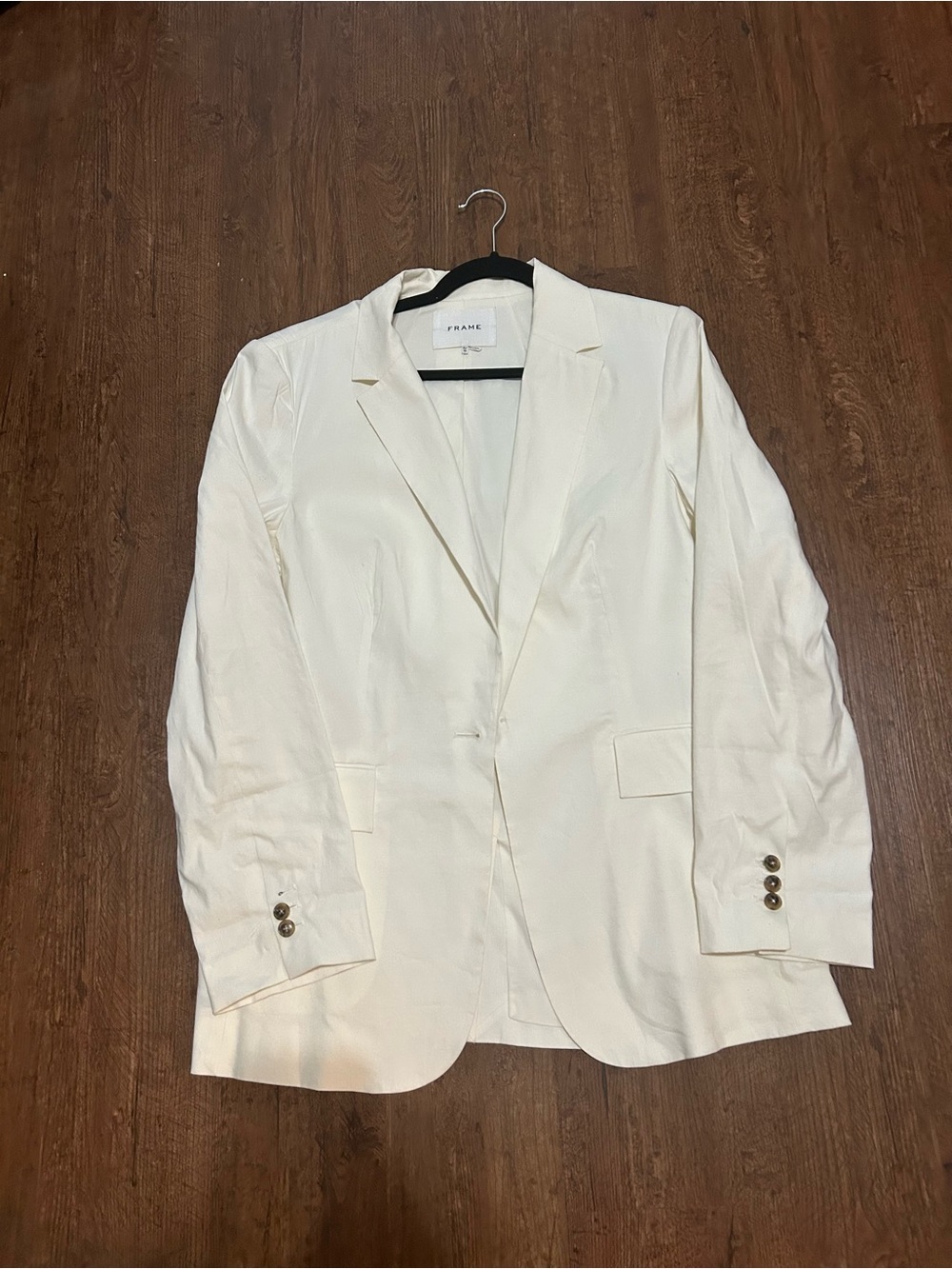 Frame Linen Blend Women’s Cream Notch Lapel Blazer